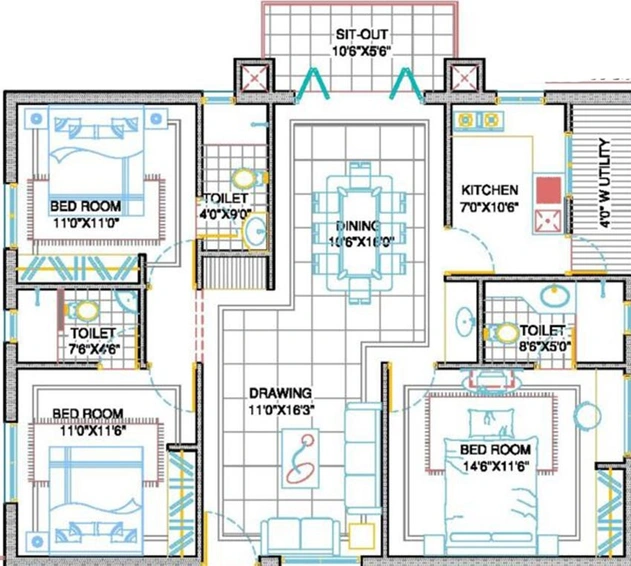 3 BHK Flat in Sri Sreenivasa Fortune Nest in Kondapur, Hyderabad - Image 822019