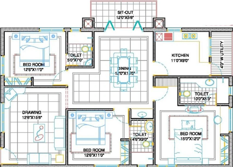 3 BHK Flat in Sri Sreenivasa Fortune Nest in Kondapur, Hyderabad - Image 822021