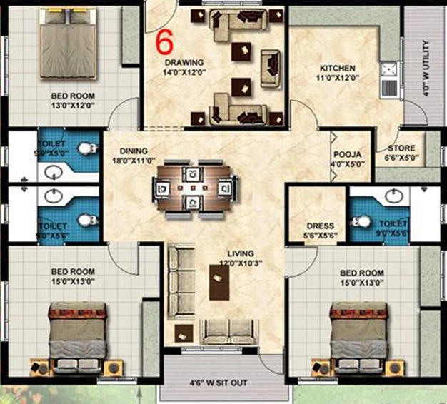 3 BHK Flat in Sri Silver Springs in Pragathi Nagar, Hyderabad - Image 822031