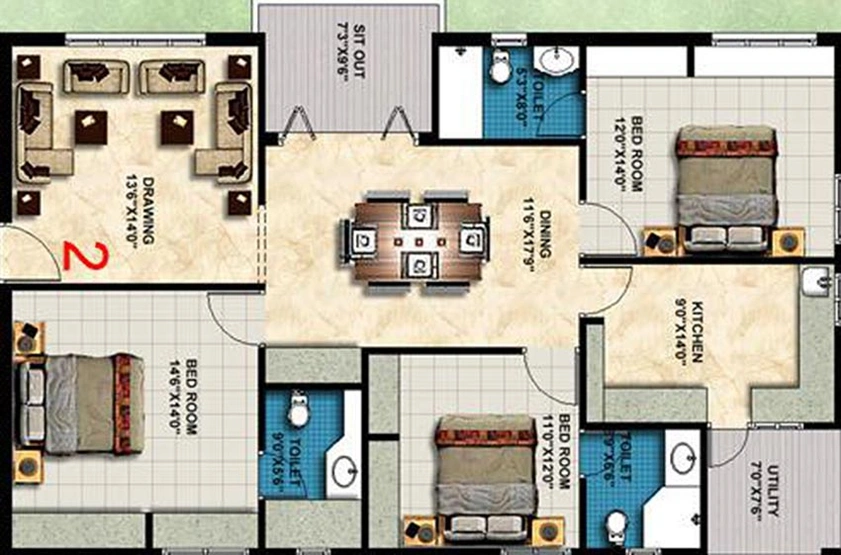 3 BHK Flat in Sri Silver Springs in Pragathi Nagar, Hyderabad - Image 822030