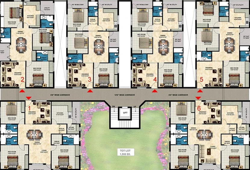 Floor Plan of Sri Silver Springs in Pragathi Nagar, Hyderabad - Image 187362