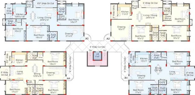 Floor Plan of Sri Sreenivasa Windsor in Begumpet, Hyderabad - Image 187391