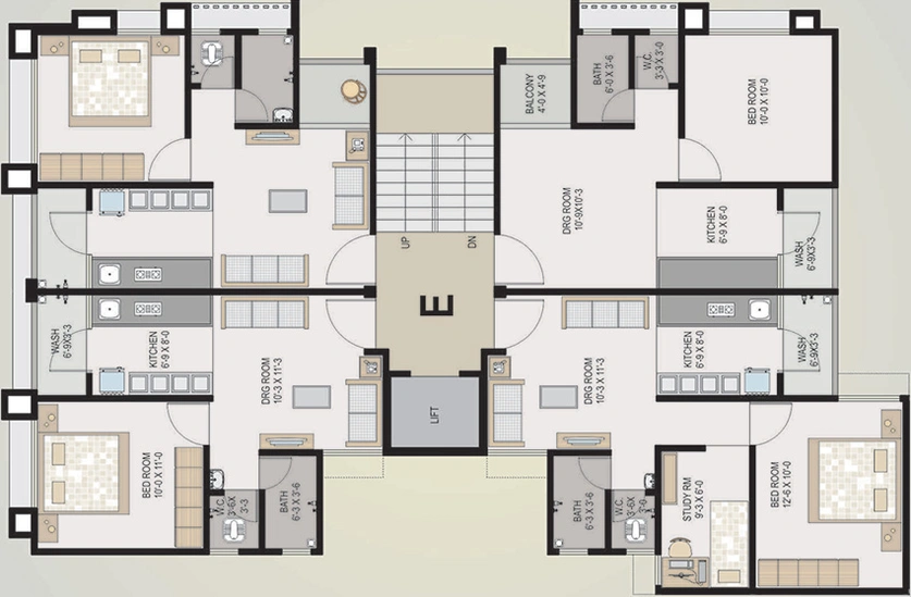 Floor Plan of Akshay Residency in Chandkheda, Ahmedabad - Image 187437