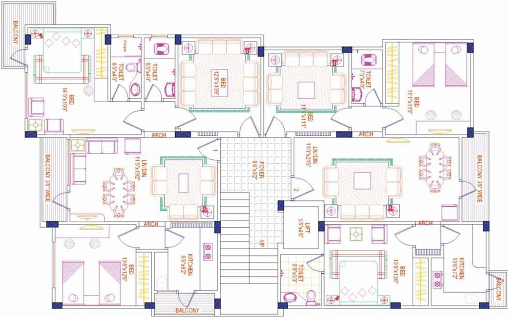 Floor Plan of Pride Pearl Luxury in Saidabad, Hyderabad - Image 187711