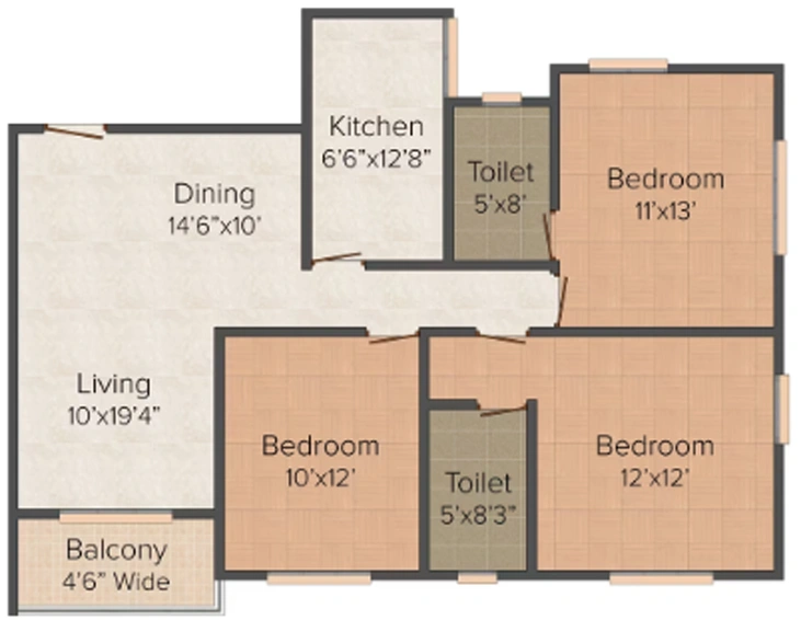 3 BHK Flat in Jain Dream Palazzo in Rajarhat, Kolkata - Image 822199