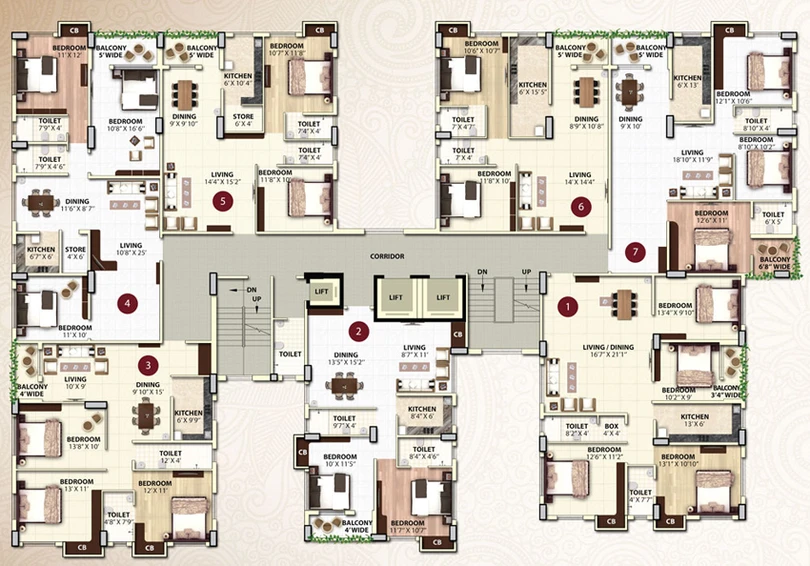 Floor Plan of Spotlight Padmalaya Apartments in Dum Dum, Kolkata - Image 187928