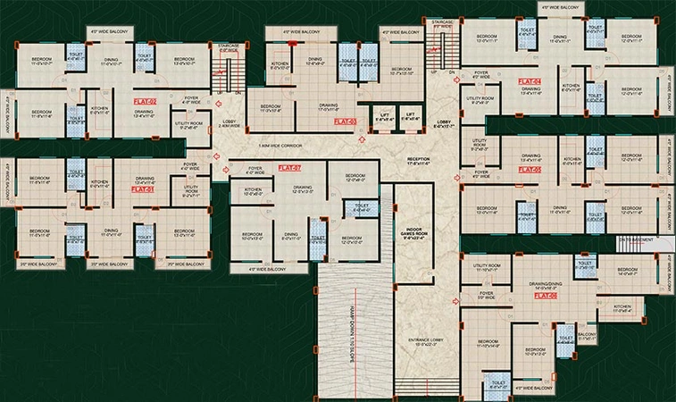 Floor Plan of Kastcrete Krishna Savitri Gardens in Punaichak, Patna - Image 188447