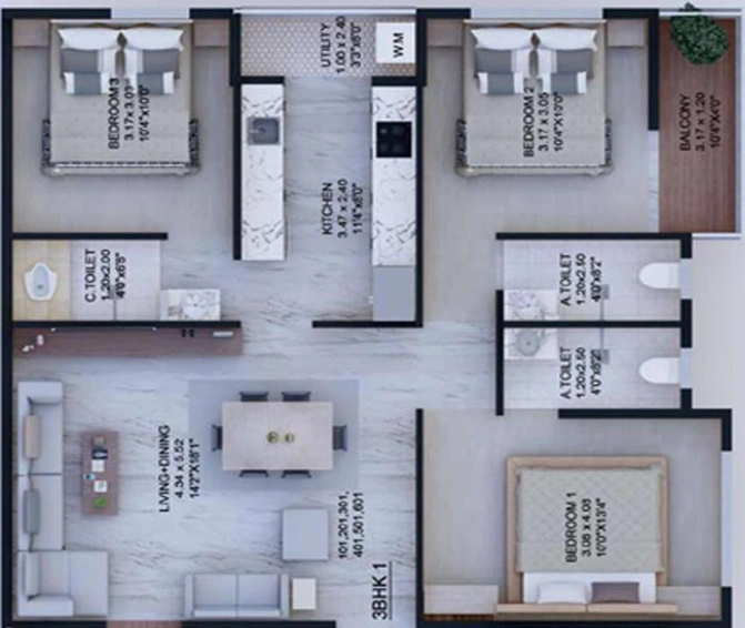 3 BHK Flat in Bliss Pearls in Indira Nagar, Nashik - Image 762118