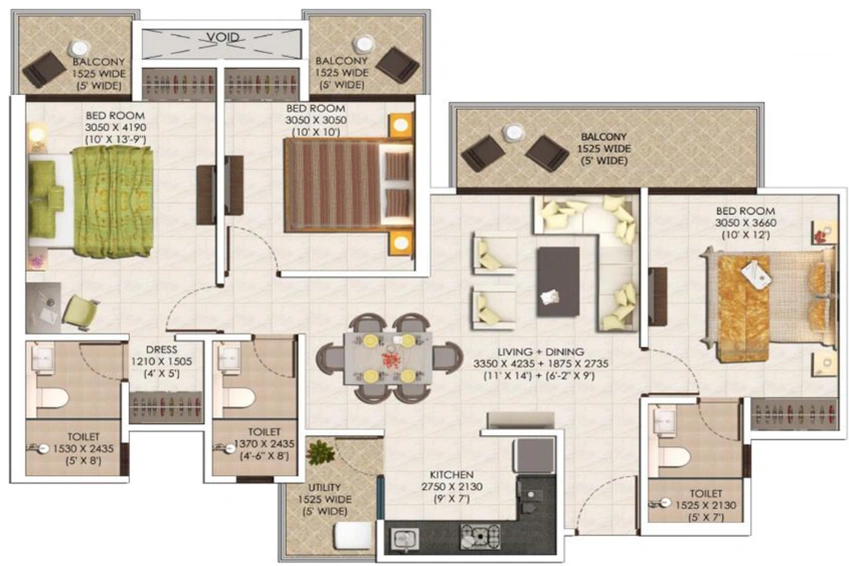 3 BHK Flat in Ajnara Khel Gaon in Sector 27, Greater Noida - Image 822437