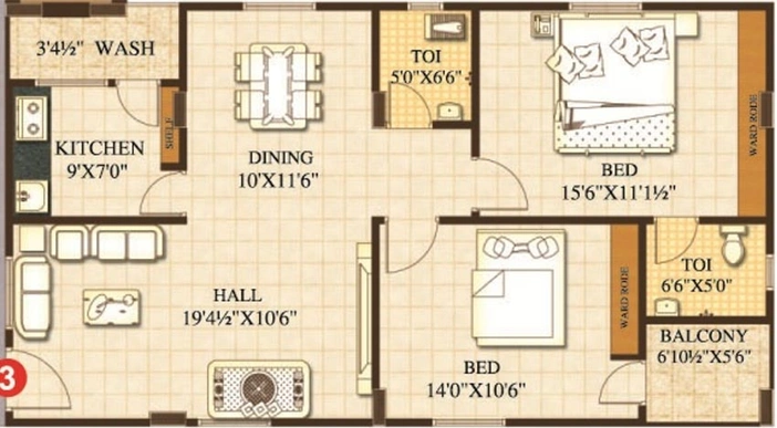 2 BHK Flat in Sprint Jewel Grand in Chandanagar, Hyderabad - Image 822446