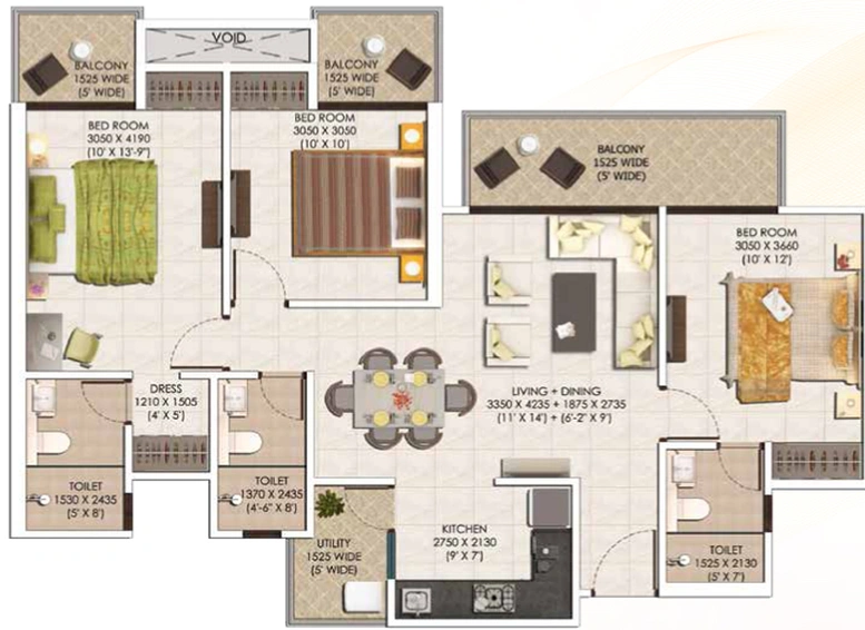 3 BHK Flat in Ajnara Olive Greens in Sector 27, Greater Noida - Image 822449