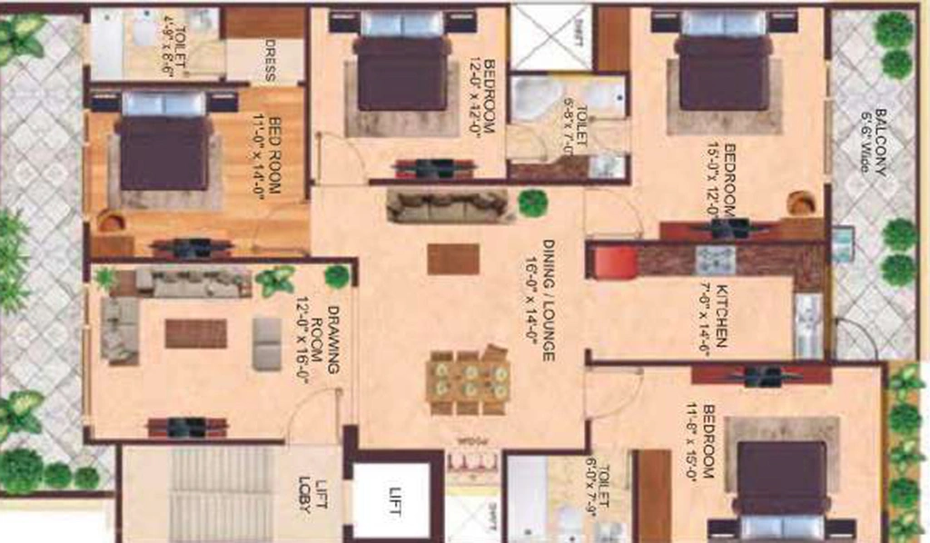 Floor Plan of 4S Aradhya Homes in Sector 67A, Gurgaon - Image 188738