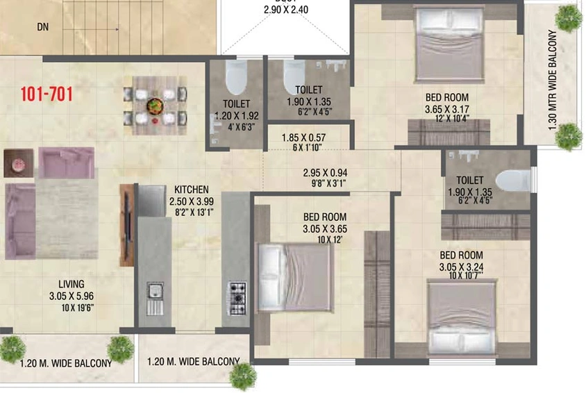 3 BHK Flat in Samarth Iris Heights in Gangapur Road, Nashik - Image 762125