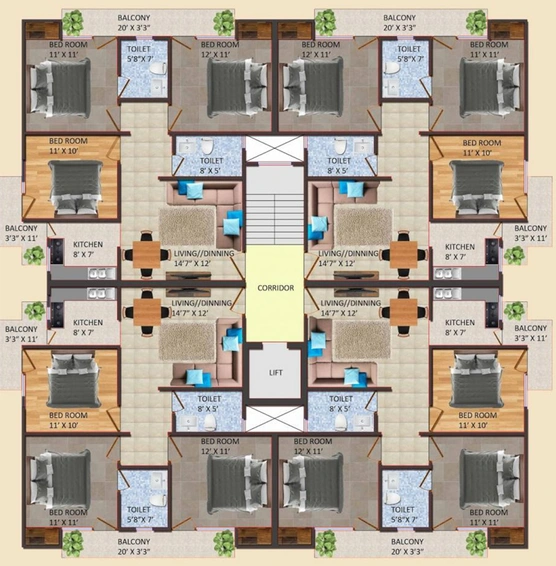 Floor Plan of Satyam SBI Residency 2 in Sector 4, Greater Noida - Image 189144