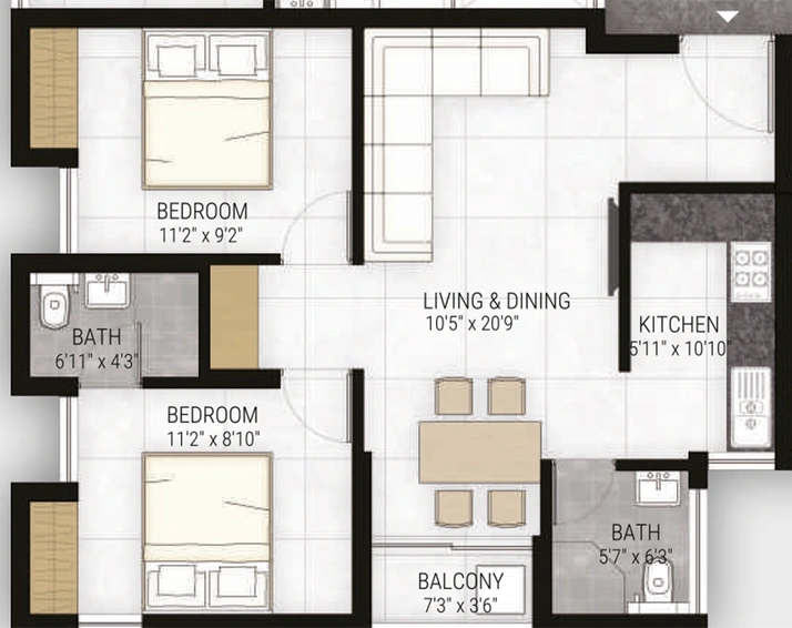 2 BHK Flat in Magishaa Madhav Magnus in Villivakkam, Chennai - Image 822885
