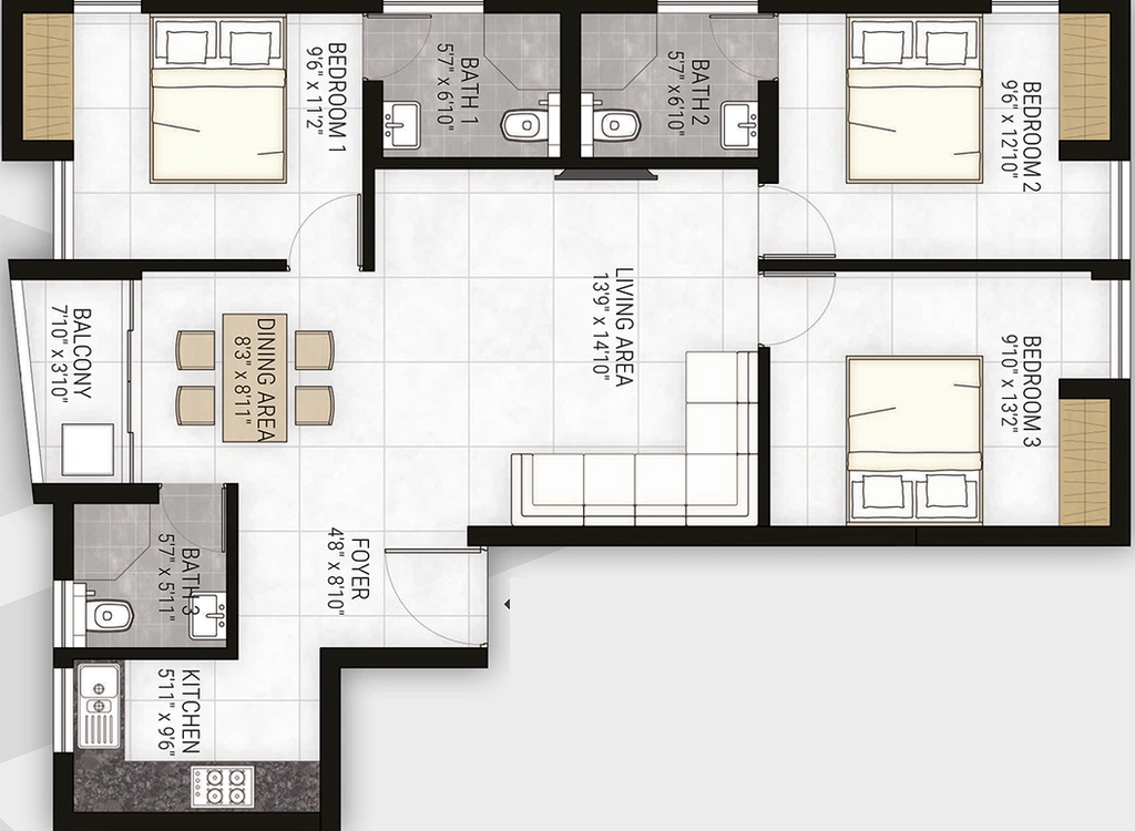 3 BHK Flat in Magishaa Madhav Magnus in Villivakkam, Chennai - Image 822888