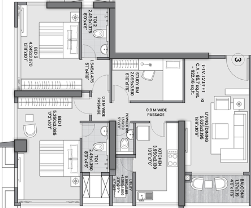 2.5 BHK Flat in Excel Bellissima in Bandra West, Mumbai - Image 822899