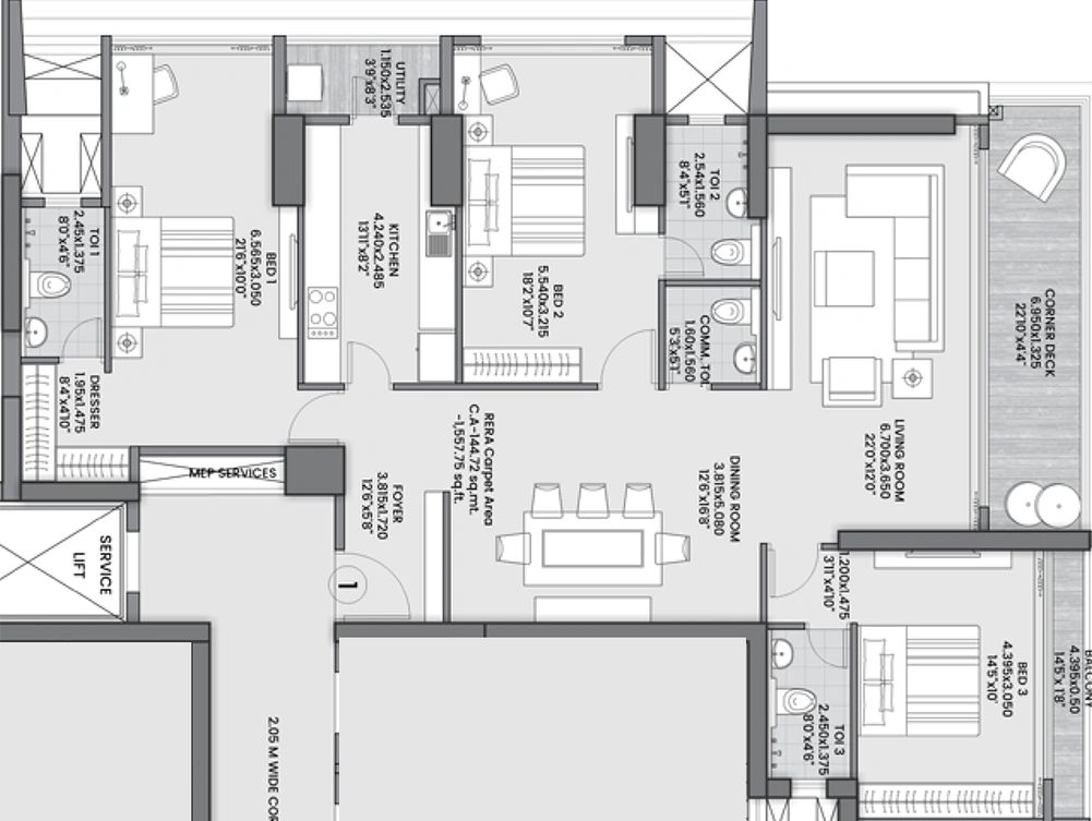 3 BHK Flat in Excel Bellissima in Bandra West, Mumbai - Image 822901