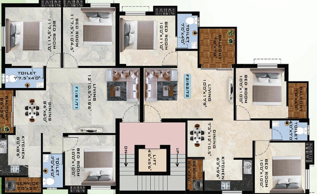 Floor Plan of Mithun Homes Prime in Medavakkam, Chennai - Image 190163