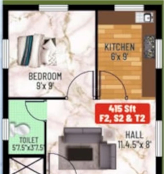 1 BHK Flat in Crest Evita in Pammal, Chennai - Image 822937