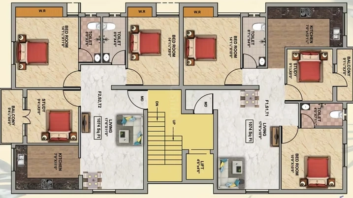 Floor Plan of Kenaan Elite Floors in Valasaravakkam, Chennai - Image 190219