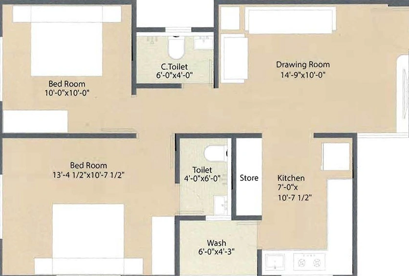 2 BHK Flat in Rajvi Aashirvad Sky in Vasna, Ahmedabad - Image 822968