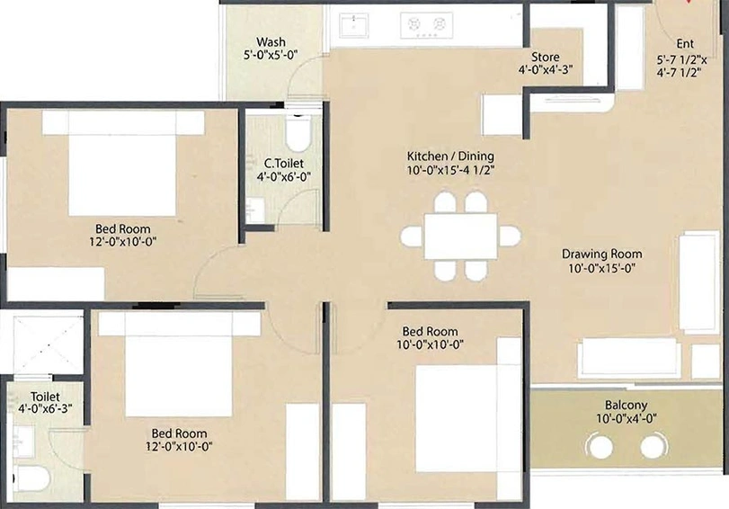 3 BHK Flat in Rajvi Aashirvad Sky in Vasna, Ahmedabad - Image 822969