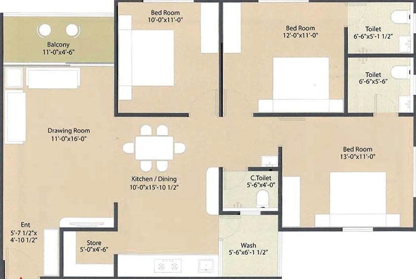 3 BHK Flat in Rajvi Aashirvad Sky in Vasna, Ahmedabad - Image 822970