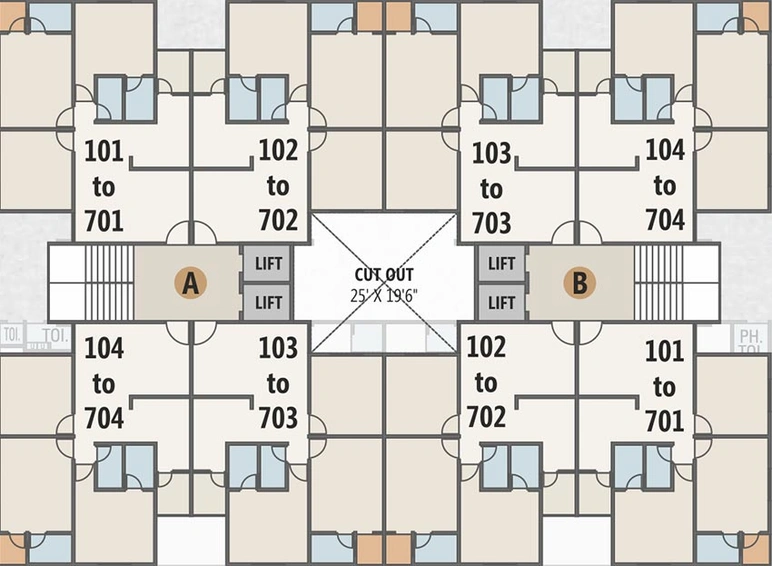 Floor Plan of Rhizome Rivera East in Vastral, Ahmedabad - Image 190616