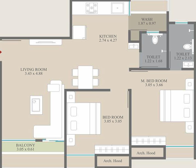 2 BHK Flat in Balaji Nathdwar Resicom in Waghodia Road, Vadodara - Image 823039
