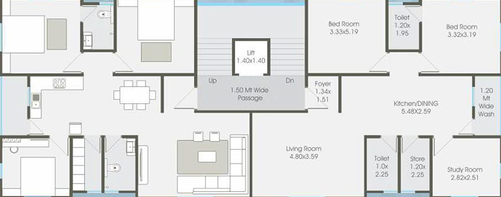 Floor Plan of Dhawal Nirvana Residency in Kareli Baug, Vadodara - Image 190696