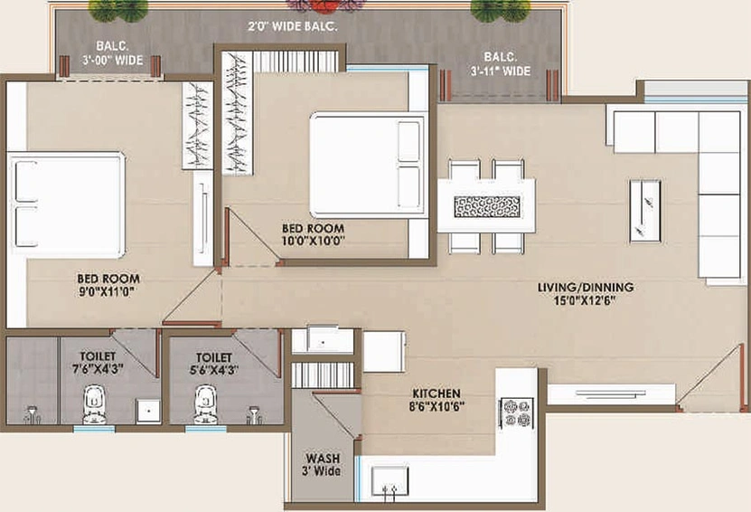 2 BHK Flat in Yash Nilkanth Resi Cum Plaza in Danteshwar, Vadodara - Image 823078