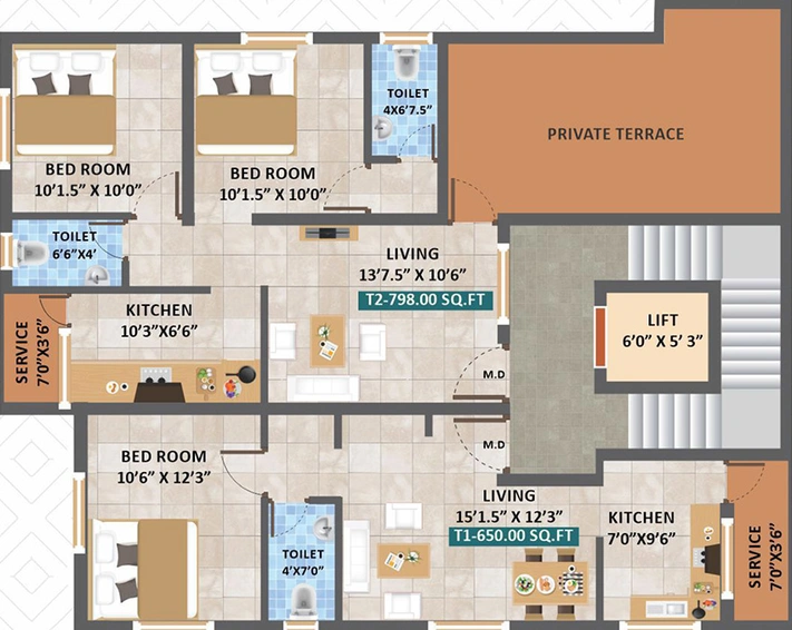 Floor Plan of ACS Bloom Blossom in Anakaputhur, Chennai - Image 190876