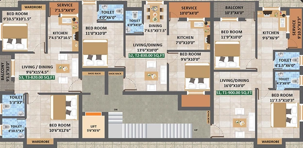 Floor Plan of ACS Elegance in Kundrathur, Chennai - Image 190889