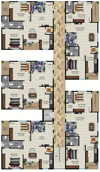 Floor Plan of Buildsworth Sree Balaji Pride in Kurmannapalem, Visakhapatnam - Image 190896