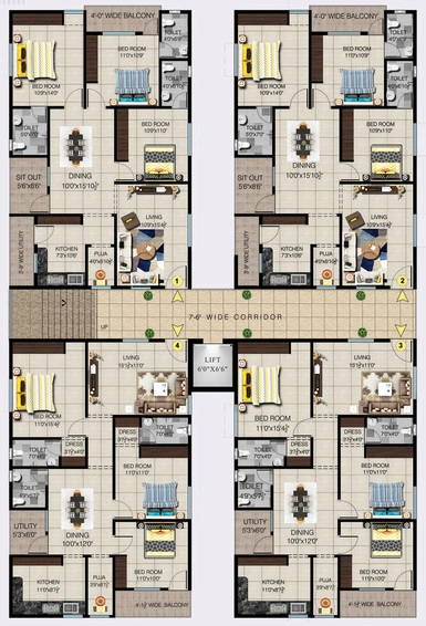 Floor Plan of Buildsworth Sree Balajis Ankura in Yendada, Visakhapatnam - Image 190917