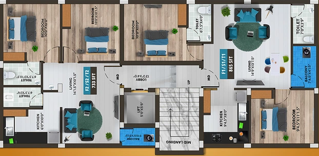 Floor Plan of Bharathi Sai Mid Town in Kundrathur, Chennai - Image 191045