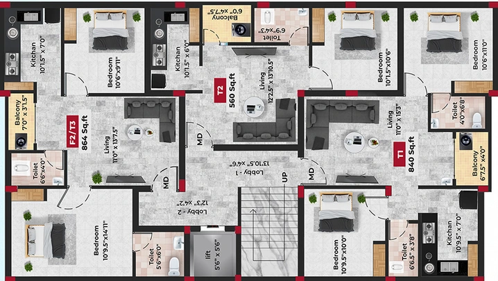 Floor Plan of Bharathi Sai Rainbow in Pozhichalur, Chennai - Image 191061