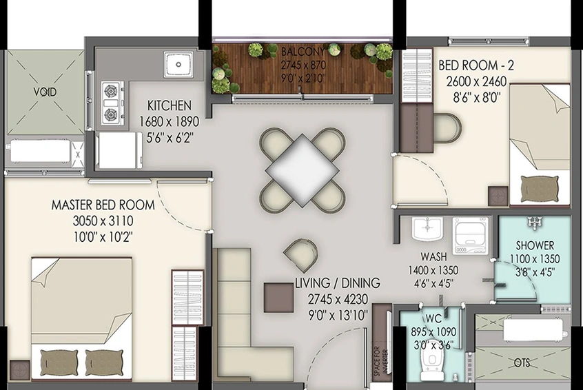 2 BHK Flat in Agarwal Bliss Samudra in Tondiarpet, Chennai - Image 823176
