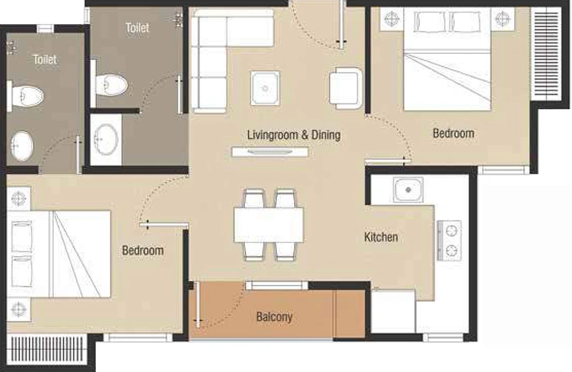 2 BHK Flat in Nebula Aavaas in Mahindra World City, Chennai - Image 823202