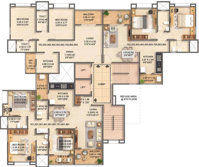 Floor Plan of Kumar Periwinkle in Kharadi, Pune - Image 115624