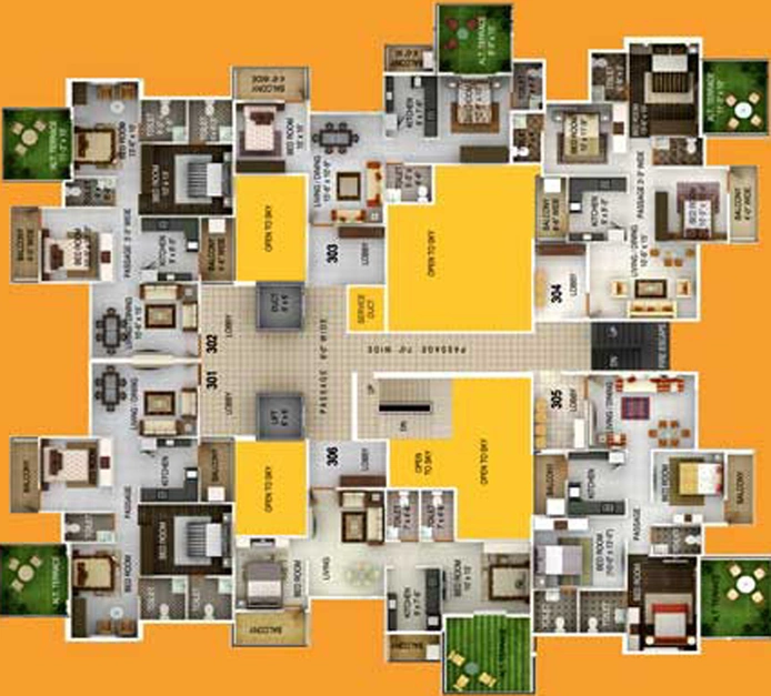 Floor Plan of Hitesh Heights in Koradi Road, Nagpur - Image 116309