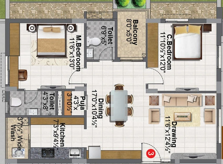 2 BHK Flat in RR Signature in Kokapet, Hyderabad - Image 823411