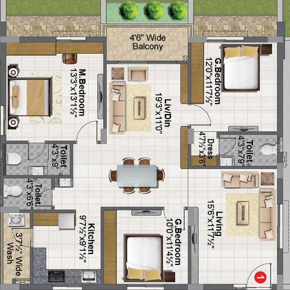 3 BHK Flat in RR Signature in Kokapet, Hyderabad - Image 823412