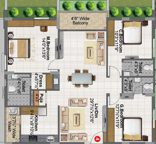 3 BHK Flat in RR Signature in Kokapet, Hyderabad - Image 823413