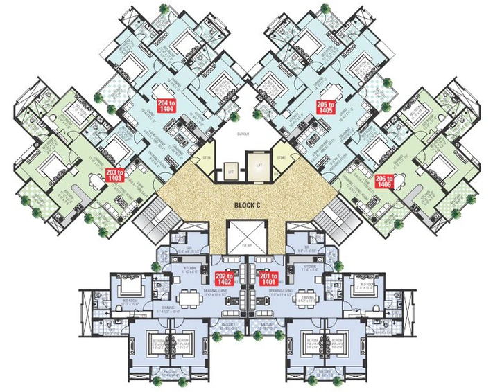 Floor Plan of Manglam The Grand Residency in Vaishali Nagar, Jaipur - Image 191667
