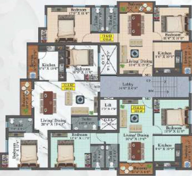 Floor Plan of MC Tanishka Residency in Madambakkam, Chennai - Image 191716