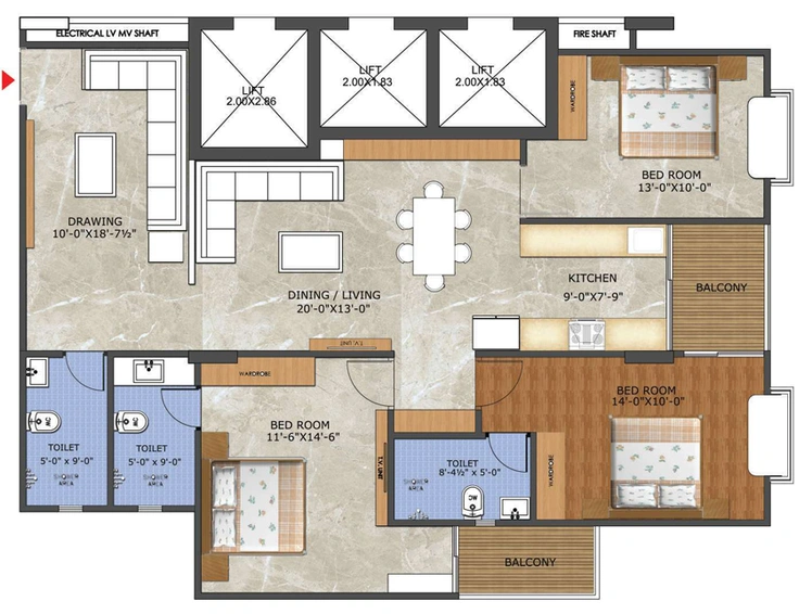 3 BHK Flat in Sankalp Spectrum 21 in Vaishali Nagar, Jaipur - Image 823473