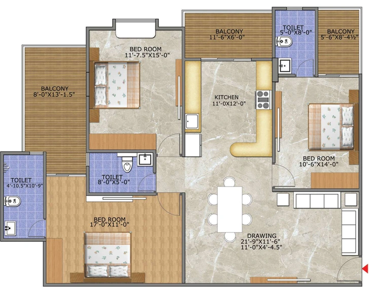 3 BHK Flat in Sankalp Spectrum 21 in Vaishali Nagar, Jaipur - Image 823474