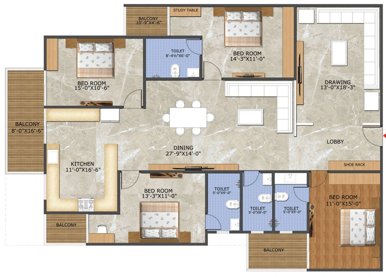 4 BHK Flat in Sankalp Spectrum 21 in Vaishali Nagar, Jaipur - Image 823477